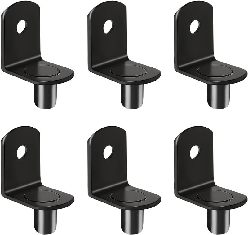 NORACLAN Black-50pcs Plated Steel L-Shelf Support Pegs, 1/4" L-Shaped Bracket Style Cabinet Shelf Support Pegs with Rubber Sleeve, for Kitchens Support & Shelves - Image 1